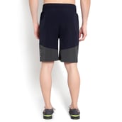 4 - John Ally Dry-Fit Gym Workout Shorts with Zipper Pockets & Color Block Detailing,  Medium  Midnight Blue 