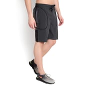 2 - John Ally Dry-Fit Gym Workout Shorts with Zipper Pockets & Color Block Detailing,  Medium  Gunmetal Grey 