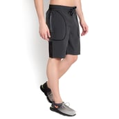 2 - John Ally Dry-Fit Gym Workout Shorts with Zipper Pockets & Color Block Detailing,  Small  Gunmetal Grey 