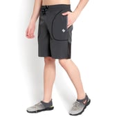 1 - John Ally Dry-Fit Gym Workout Shorts with Zipper Pockets & Color Block Detailing,  Small  Gunmetal Grey 