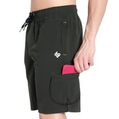 4 - John Ally Dry-Fit Gym Workout Shorts with Zipper Pockets & Flap Pockets, Small Dark Olive Green