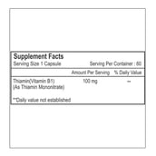 Healthvit Vitamin B1 Thiamin (100 mg),  Unflavoured  60 capsules 