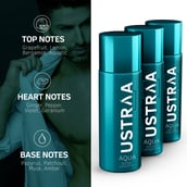 7 - Ustraa Deodorant Body Spray for Men, 150 ml Aqua (Pack of 3)