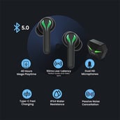 2 - Ptron Bassbuds Jade Gaming Wireless Earbuds,  Black 