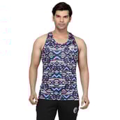 Omtex Sublimated Gym Tank,  Geometric Blue  Small 