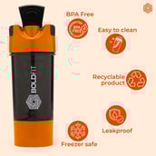 2 - Boldfit Gym Pro Cyclone Shaker,  Orange  500 ml 