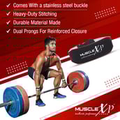 5 - MuscleXP Leather Weight Lifting Gym Belt,  Black  Medium 