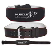 2 - MuscleXP Leather Weight Lifting Gym Belt,  Black  Large 