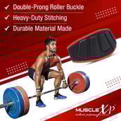 4 - MuscleXP Gym Nylon Padded Weightlifting Belt,  Black  Medium 