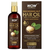 WOW Skin Science Macadamia Nut Hair Oil,  200 ml  for Dehydrated Scalp & Dry Coarse Hair (with Comb Applicator) 
