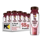 1 - MuscleBlaze 18g Protein Shake (No Added Sugar) OP,  6 Piece(s)/Pack  Strawberry Cream 