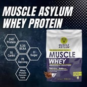 3 - Muscle Asylum Muscle Whey Protein Powder,  2.2 lb  Double Chocolate with Muscle Asylum Pre-Workout- Fruit Punch Combo 