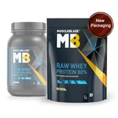 5 - MuscleBlaze Raw Whey Protein 80% Powder,  2.2 lb  Unflavoured 