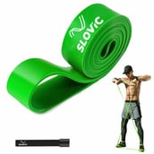 5 - SLOVIC TPE Resistance Band with Door Hanger,  Green  Free Size 