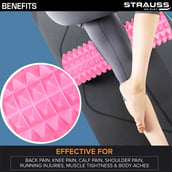 8 - Strauss Grid Yoga Massage Foam Roller, Pink 33cm