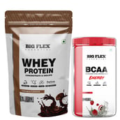 Big Flex Essential Whey Protein Concentrate & Isolate, 2.2 lb Cream & Cookies with Bigflex Essential Bcaa Energy Lychee 500g