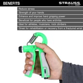 3 - Strauss Adjustable Hand Grip with Counter, Green