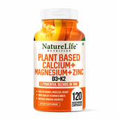 1 - NatureLife Nutrition Plant Based Calcium+Magnesium+Zinc D3 & K2,  120 capsules  Unflavoured 