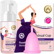 1 - Mom & World Natural Intimate Foaming Feminine Hygiene Wash, 120 ml + Reusable Menstrual Cup (Large)