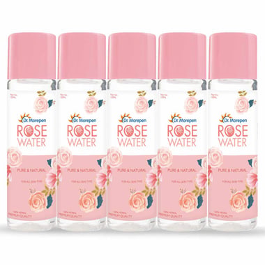 Dr. Morepen Pure & Natural Rose Water,  120 ml  for All Types of Skin Pack of 5 