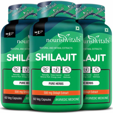 NourishVitals Shilajit - Pack of 3, 60 veggie capsule(s)