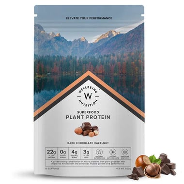 Wellbeing Nutrition Superfood Plant Protein, 1.1 lb Dark Chocolate Hazelnut