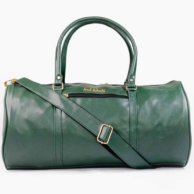 Man Arden PVC Leather Barrel Style Travel Bag, Green