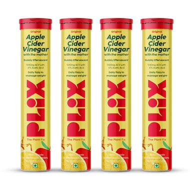 Plix Life Apple Cider Vinegar with Mother, 15 tablet(s) Lemon Masala (Pack of 4)