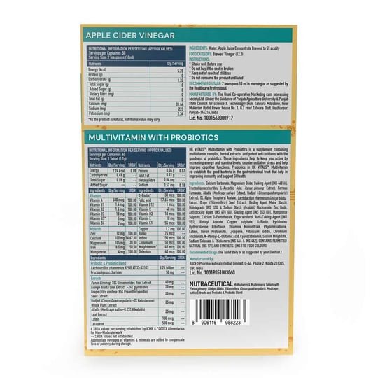 1 - HK Vitals ACV Filter 500 + Multivitamin Probiotics Combo,  60 capsules  Unflavoured 