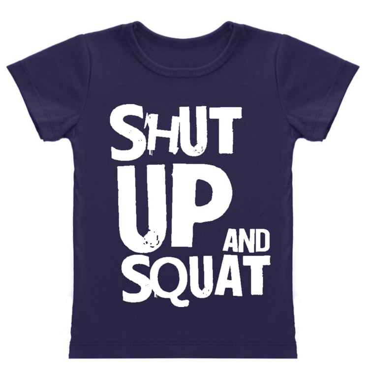 MuscleBlaze Shut Up & Squat T-Shirt, Blue Large