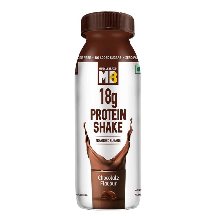 4 - MuscleBlaze 18g Protein Shake (No Added Sugar),  1 Piece(s)/Pack  Chocolate 