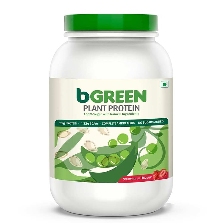 7 - bGREEN Plant Protein by MuscleBlaze,  Strawberry  2.2 lb 