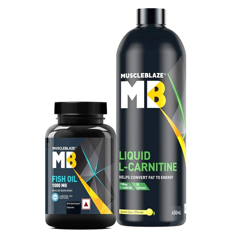 MuscleBlaze Liquid L-Carnitine & Fish Oil 30 caps Combo