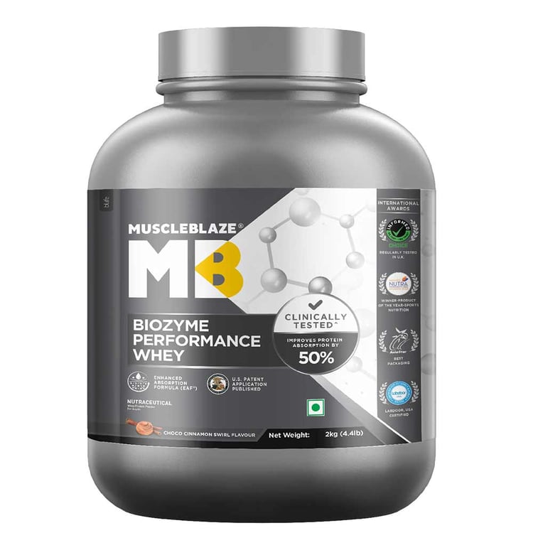 1 - MuscleBlaze Biozyme Performance Whey,  4.4 lb  Choco Cinnamon Swirl 
