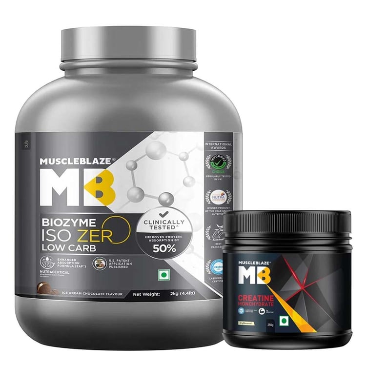 MuscleBlaze Biozyme Iso-Zero 2 Kg & Creatine Monohydrate 0.55 lb Combo